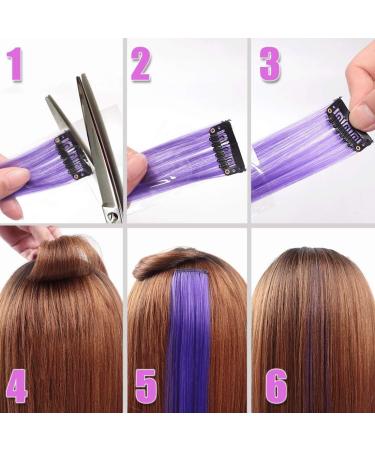 12 Pcs Colored Hair Extensions Colorful Clip in Hair Extensions 22 inch Synthetic Straight Hair Extensions for Kids Girls Women Pink series - Buy Online on SooperMarket.com