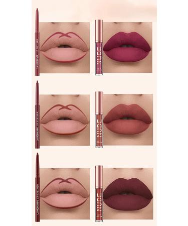 SUMEITANG 12Pcs Lip Liner and Lipstick Makeup Set: 6 Matte Nude Liquid Lipstick and Matching Lipliner Pencil Bundle - Waterproof, Long Lasting Lipgloss for Girls & Women - Lips Makeup Gift Set - Buy Online on SooperMarket.com