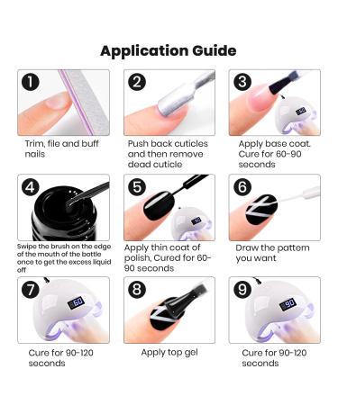 Nail Art Gel Liner Set - Black & White Design Polish Paint - 2Pcs 8ml Soak Off Curing Gel Polish with Thin Brush - DIY Home Salon French Manicure - Buy Online on SooperMarket.com
