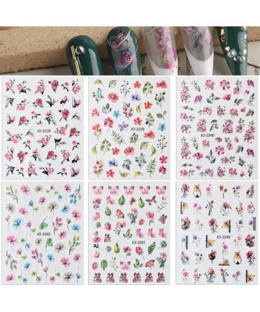 Watercolor Spring Nail Art Stickers - Pink Purple Floral Design for Acrylic Nails | DIY Nail Decorations for Women - Buy Online on SooperMarket.com