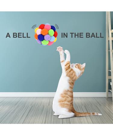 Cat Toy Balls with Bell - Colorful Soft Fuzzy Balls for Indoor Cats and Kittens - Interactive Chewing Toys - 3 Pack - Buy Online on SooperMarket.com