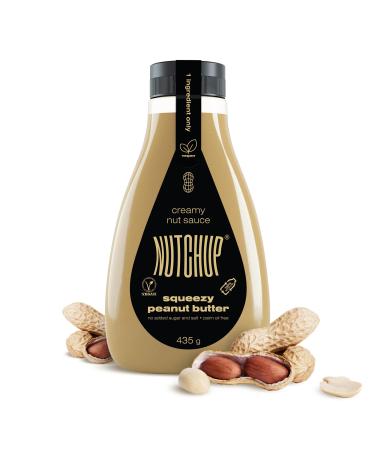 NUTCHUP The First Squeezy Peanut Butter | Delicious Nut Topping | Smooth & Crunchy Pancake Waffle Ice cream Pizza sauce | 435g Bottle (Peanut Butter) Original