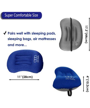 Gold Armour Inflatable Camping Pillow Backpacking Pillow Lightweight Travel Air Pillow Ultralight Ergonomic Pillow Portable for Airplanes with Neck & Lumbar Support (Blue) Blue 1 - Buy Online on SooperMarket.com