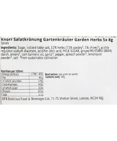 Knorr Salatkr nung Gartenkr uter Garden Herbs 5X 8G - imported by DFB - Buy Online on SooperMarket.com