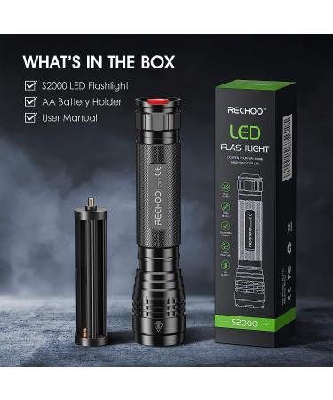 RECHOO S2000 High-Powered LED Flashlight | 2000 Lumens, 3 Modes, Zoomable, Water Resistant | Ideal for Camping, Outdoor Activities, and Emergencies - Buy Online on SooperMarket.com