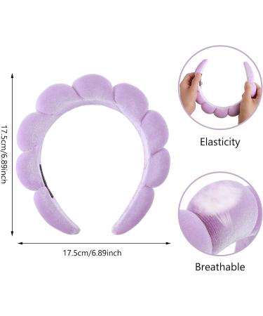 WLLHYF Spa Headbands Washing Face Hairband Facial Makeup Removal Hair Band Terry Cloth Headband Skincare Hair Hoops Sponge Bubble Fabric Valentine's Day Hair Wrap for Women Girls Shower Sports Purple - Buy Online on SooperMarket.com
