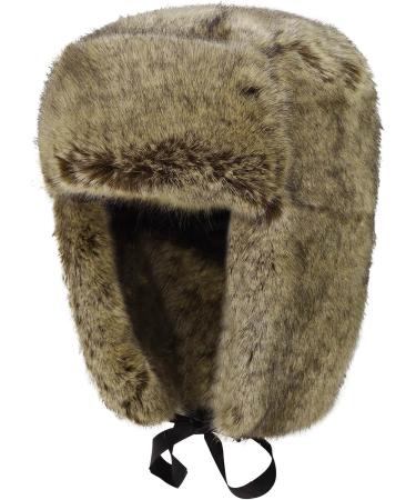 Unisex Faux Fur Trapper Hat - Winter Bomber Cap for Skiing & Hunting in Brown - Buy Online on SooperMarket.com