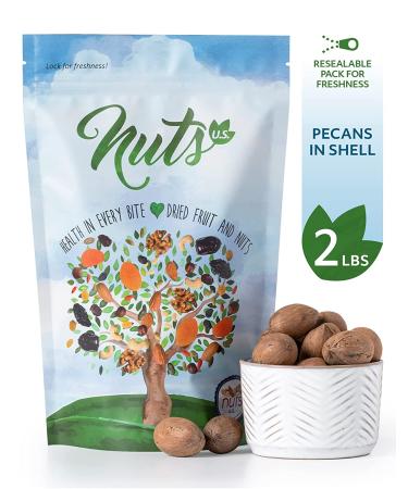 Pecans In Shell - Fresh Raw Unsalted Whole Nuts - 2 lbs Resealable Bag - Natural Buttery Taste, Easy to Crack - Buy Online on SooperMarket.com