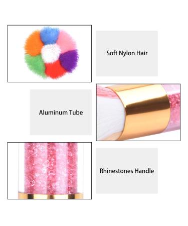 2Pcs Colorful Nail Art Dust Brush Remover for Acrylic & UV Gel Nails with Rhinestone Handle - Buy Online on SooperMarket.com