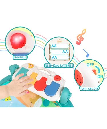 Baby Gym Play Mat with Mirror, Music, Lights - Kick & Play Piano Activity Center for 3-6-9 Month Infants in Green - Buy Online on SooperMarket.com
