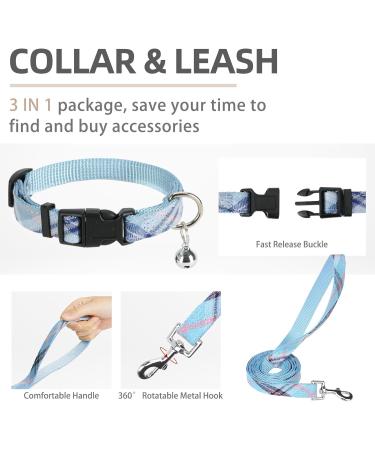 PUPTECK Dog Harness Small Dog with Collar and Lead Set Step-in No Pull Puppy Cat Harnesses for Daily Walking Blue M M: Chest girth: 40.6-45.7cm Collar: 30-40cm Blue - Buy Online on SooperMarket.com