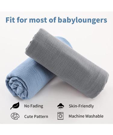 HOMBYS Muslin Baby Lounger Cover 2 Pack - 100% Cotton Slipcover for Infant Pillow (Blue & Grey) - Buy Online on SooperMarket.com