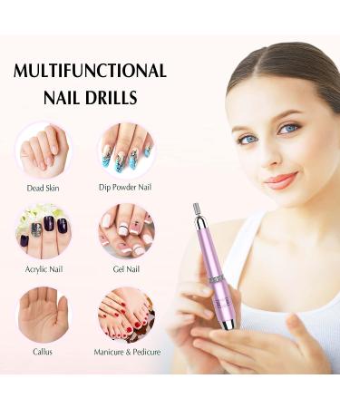Professional Electric Nail File and Drill Kit with LED Display - Portable Efile for Acrylic and Gel Nails - Manicure Pedicure Tool for Beginners in Pink - Buy Online on SooperMarket.com