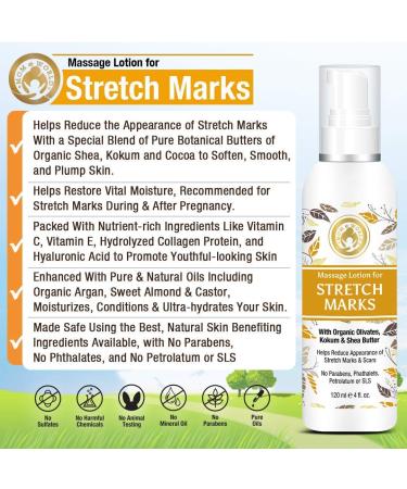 Mom & World Massage Lotion for Stretch Marks 120ml - Organic Olivates Kokum & Shea Butter - Best Stretch Mark Cream for Moms - Buy Online on SooperMarket.com