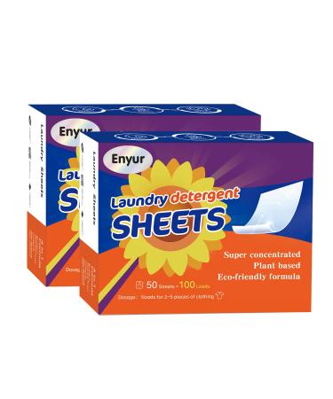 Enyur Laundry Detergent Sheets For Home Use- 400 Loads(200 Sheets) Plant Fomula For Sensitive Skin - Eco-Friendly Hypoallergenic Friendly Laundry Detergent Strips (2 pack) 200 Count (Pack of 1)