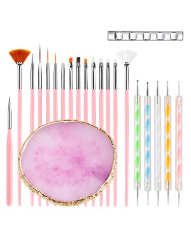 Nail Art Tools 22-piece Set Resin Nail Art Palette 2-way Acrylic Silicone Engraving Pen Dotting Pen Tools Nail Art Kit for Nail Art DIY Home Salon Makeup Display Board