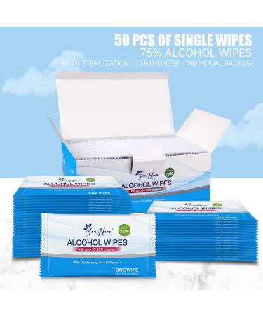 Beautifier Life Hand Sanitizing Wipes - 50 Individually Wrapped Antibacterial Wipes with 75% Alcohol, Aloe & Vitamin E - On-the-Go Essential for Travel, Home, Office & School - Aloe Vera, 50 Count - Buy Online on SooperMarket.com