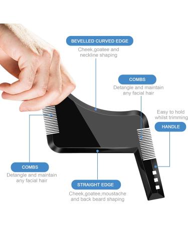 Beard Stencil & Comb Set - Perfect Beard Shaping Tool for Goat Beards Sideburns & Symmetrical Contours | 2 Pieces in Brown & Black - International Shipping Available - Buy Online on SooperMarket.com