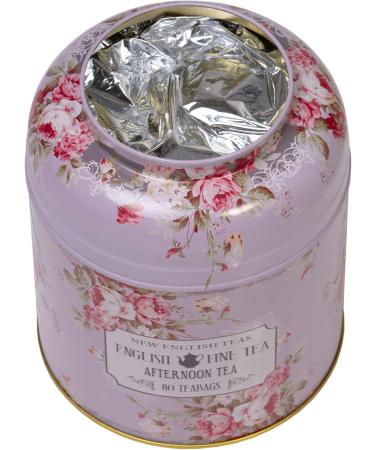New English Teas Lavender Vintage Floral Tea Caddy with 80 English Afternoon Teabags - Buy Online on SooperMarket.com