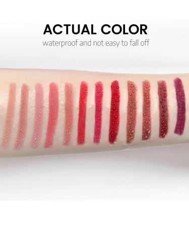 12 Colors Matte Lipstick Pen Set - Waterproof Lip Liner Crayon Long-lasting & Non-sticky with Built-in Sharpener - Buy Online on SooperMarket.com