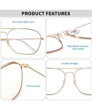 JM Plane Blue Light Blocking Glasses - Anti-Glare Computer Eyewear for Men & Women with Stylish Gold Frame - Buy Online on SooperMarket.com