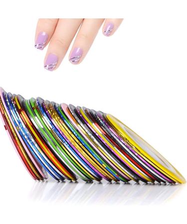 38 Rolls Nail Striping Tape Line Multicolor Rolls Striping Tape Line Nail Art Decoration Sticker Diy Nail Tip Mixed Colors - Buy Online on SooperMarket.com