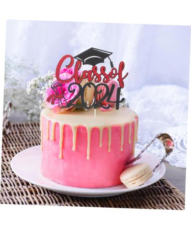 OFFSCH 5 Sets Cake Insert Top Hat Grad Party Decoration Graduation Grad Party Supplies Cupcake Decors Cake Decoration Red Paper European and American Graduation Season Red 16.00X13.00X0.10CM - Buy Online on SooperMarket.com