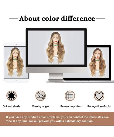 NAYOO 26 Inch Ombre Blonde Wavy Wig for Women - Natural Synthetic Heat Resistant Fiber - Middle Part Curly Wavy Wig for Daily & Party Use - Buy Online on SooperMarket.com
