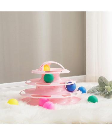 Suhaco 4 Level Roller Cat Toy with Colorful Moving Balls | Interactive Teaser Kitten Toy | Pink - Buy Online on SooperMarket.com