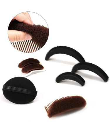 11-Piece Women's Sponge Hair Bump Up Inserts & Clips for DIY Hairstyles - Black/Brown - Buy Online on SooperMarket.com