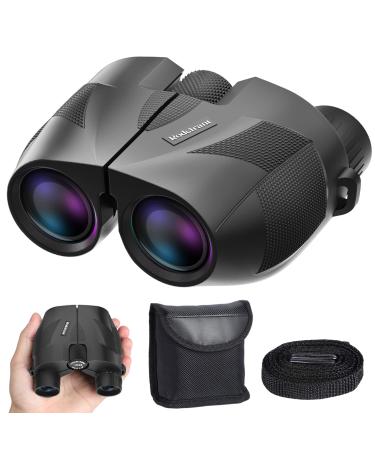 Compact Binoculars 15x25 for Adults and Kids, Waterproof Binocular with Low Light Vision, Easy Focus Binoculars for Bird Watching Black