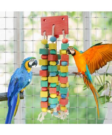 MQUPIN Bird Chewing Toy for Small Parrots - Multicolored Wooden Blocks - Ideal for Cockatiels & African Greys (S-20 inch) - Buy Online on SooperMarket.com