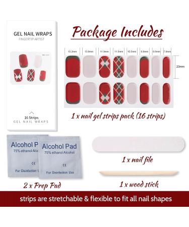 Christmas Red Green White gel nail stickers uv cure semi cured stickers & decals uv stick on gel nails nail polish strips - Buy Online on SooperMarket.com