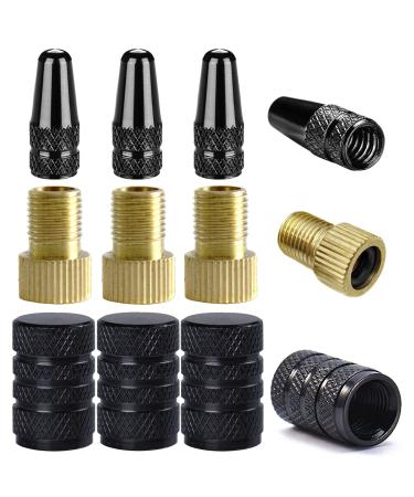 HSINMAXit Presta Valve Adapter Presta to Schrader Valve for Air Pump Brass- Pack of 12 with Alloy Schrader Valve Cap Presta Valve Cap Car Tire Caps
