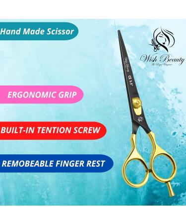 Glamified Glam Hair Cutting Scissors -Sharp Razor Edge Blade Hair Shears Series - 5.5" with Fine Adjustment Stainless Steel Hair Scissors Professional for Men Women & Babies (Black+Gold) - Buy Online on SooperMarket.com