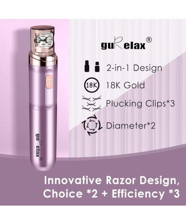 Gurelax Epilator for Women(Newest) Rechargeable Hair Removal Device Facial Epilator for Women 2-in-1 Electric Epilator & Shaver Portable Hair Rmoval for Face with a Velvet Bag Purple(2-in-1) - Buy Online on SooperMarket.com