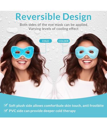 MIVORA Cooling Gel Mask for Puffy Eyes - Hot Cold Therapy for Migraine Headache, Dark Circles, and Sinus Pain - Reusable and Effective - Light Blue - Buy Online on SooperMarket.com