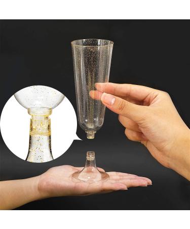 50 Pack Gold Glitter Plastic Champagne Flutes | 5.5 OZ | Disposable Glasses for Wedding & Party | Premium Toasting Flutes - Buy Online on SooperMarket.com
