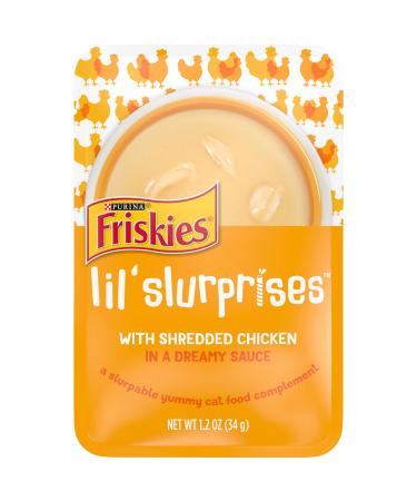 Purina Friskies Wet Cat Food Complement Lil' Slurprises Lil' Slurprises Shredded Chicken 1.2 Ounce (Pack of 16)