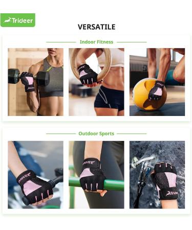 Trideer Breathable Workout Gloves for Women - Pink Small (6.3-7.1 in) | Weight Lifting, Gym, Exercise, Training, Rowing, Biking - Buy Online on SooperMarket.com