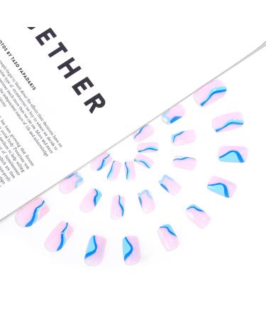 Sethexy Sea Blue Short Square False Nails - 24Pcs Acrylic Press-On Nails for Women & Girls - Buy Online on SooperMarket.com