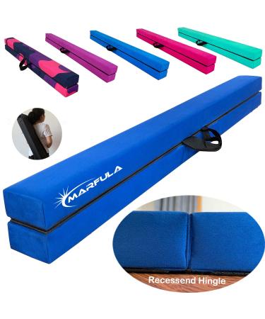 MARFULA 8 Ft Gymnastic Balance Beam Wood Folding Balance Beam Gymnastics Floor Beam for Kids/Adults Home Use Blue