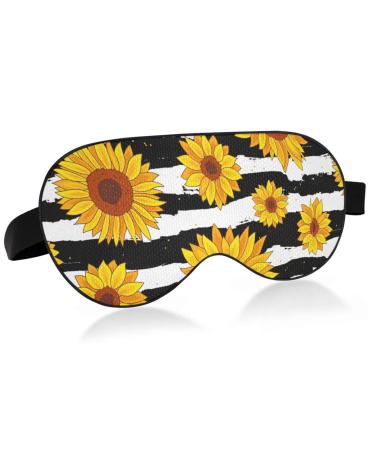Haskirky Light Blocking Eye Mask Breathable and Adjustable Adult Men and Women Travel on Business Trips Yoga Meditation Light Smooth Comfortable Eye Mask Office Deep Sleep Goodies Stripe Sunflower