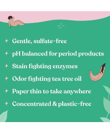 Organic Menstrual Stain Fighting Detergent Strips | Unscented Menstrual Cup & Cloth Diaper Wash | Eco-Friendly Enzyme Blood Stain Remover - Buy Online on SooperMarket.com