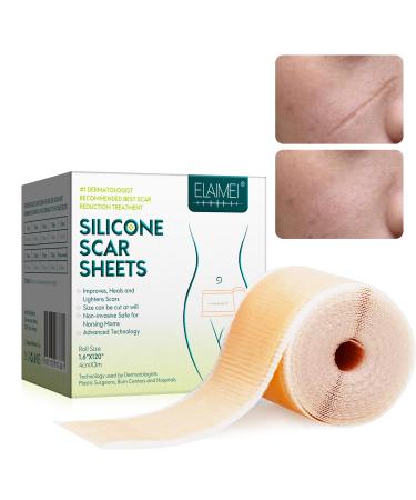 Professional Silicone Scar Sheets, Reusable Scar Sheets,Softens And Repairs Scars,Used For Scars Caused By Injuries, Burns, Acne, C-Section Surgery And Stretch Marks, Washable(1.6” x 120”)