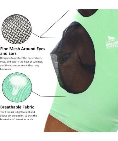 Shop Harrison Howard Fly Mask for Horses - Comfortable Elastic UV Protection for Small Horses - Mint Green Size M COB - Buy Online on SooperMarket.com