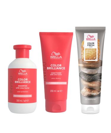 Wella Professional Color Fresh Mask Temporary Color Refresh Treatment Semi-Permanent Hair Dye Hair Gloss Treatment for Copper Hair Golden Gloss Hair Dye & Invigo Color Brilliance Colour Protection Shampoo & Conditioner