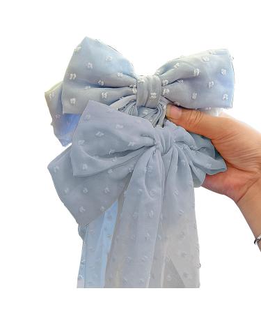 8 Inch Blue Hair Bow - Butterfly Knot Metal & Fabric - Large Women's Fashion Accessory - Buy Online on SooperMarket.com