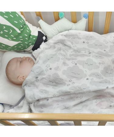 Miracle Baby Muslin Swaddle Blanket | 110x150cm | 115x150cm | Clouds Print | Cotton Summer Blanket | Boys Girls (Two Layers) - Buy Online on SooperMarket.com