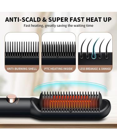 LASSROKA Negative Ion Hair Straightener Brush for Women - 9 Temp Settings, Fast Heating & Anti Frizz - Styling Comb for Smooth Hair - Buy Online on SooperMarket.com